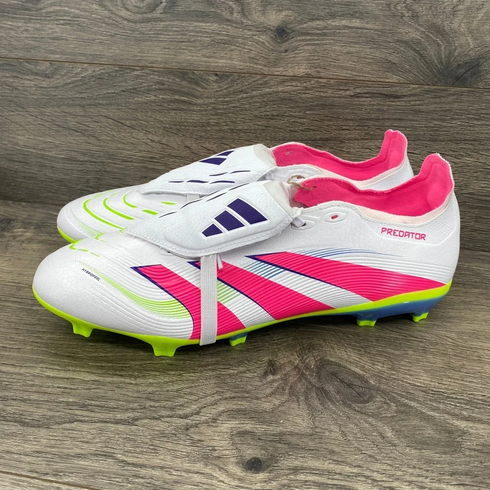 adidas Predator League FT Soccer Cleats Mens 12 White Pink Lucid Lemon IG7715